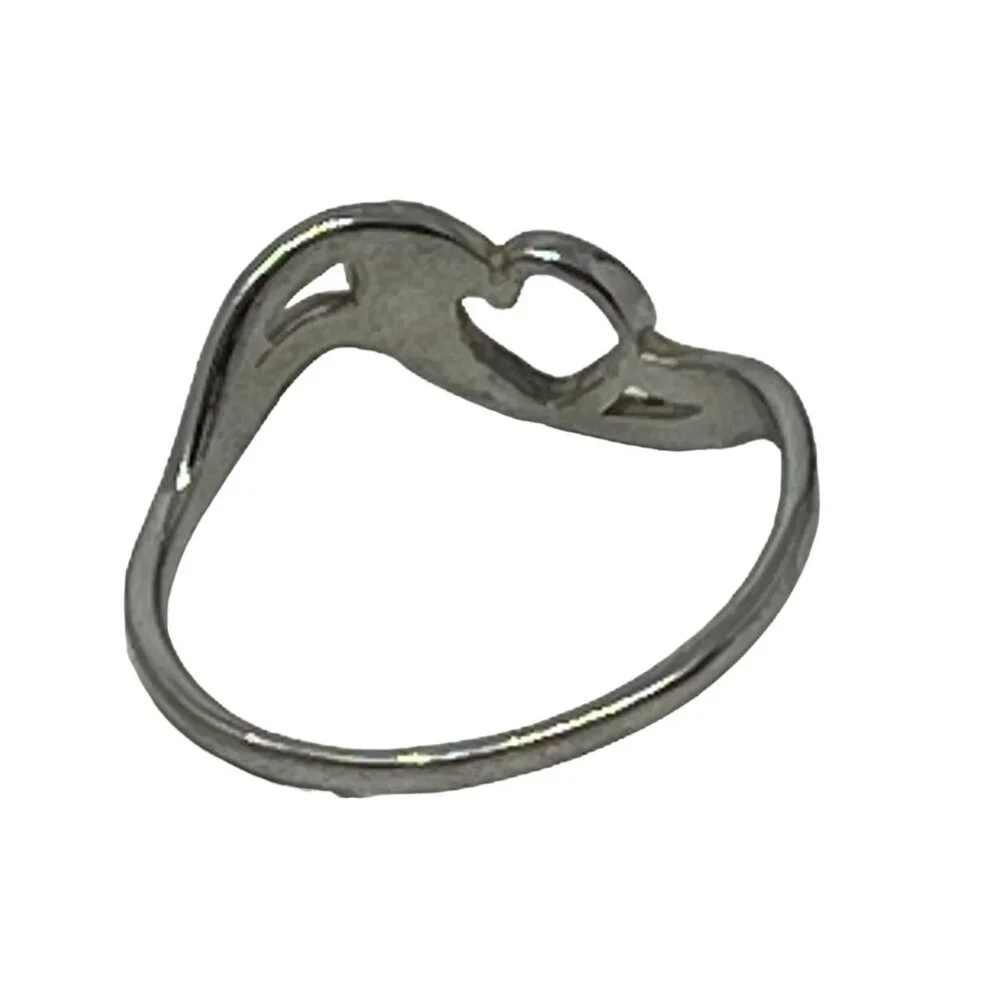 Womens Heart Ring Blue Stone‎ Silver Tone Fashion Size 8 1/2
